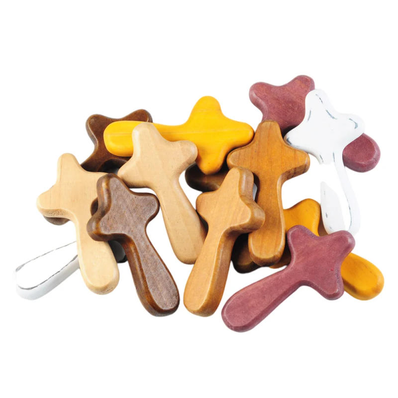 Description Picture 2 of itemWood Caring Cross Holy Land Pocket Holding Cross For Kids Adults Religious Gift Church Souvenirs Christ Jesus