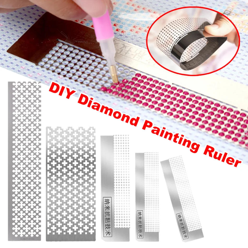 Description Picture 2 of itemDIY Diamond Painting Cross Stitch Tools Net Ruler Drilling Ruler Solid Color Stainless Steel Diamond Embroidery Painting Ruler