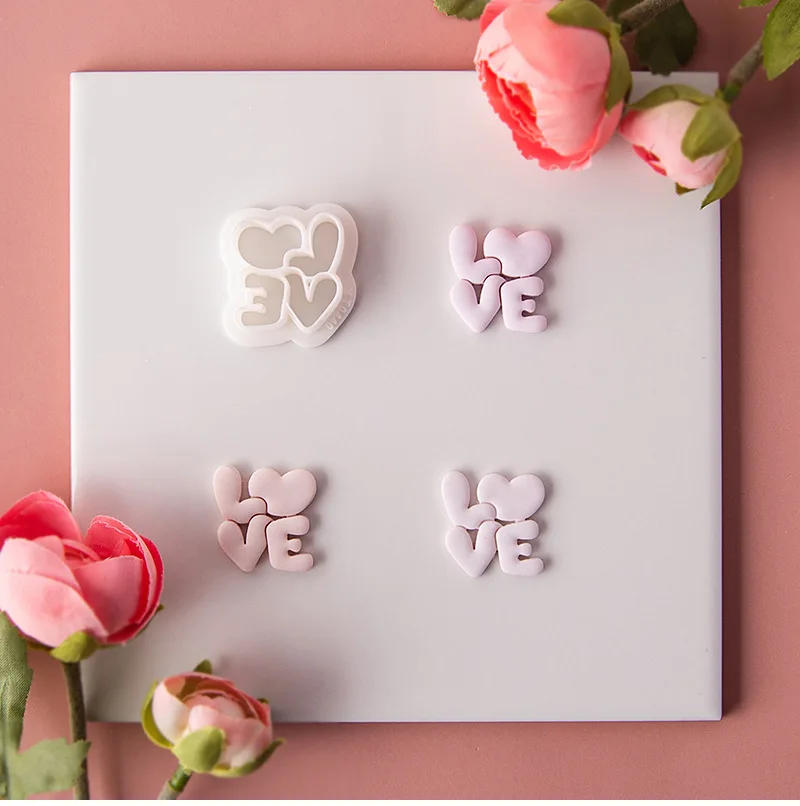 Description Picture 2 of itemValentine's Day Series LOVE Polymer Earring Clay Mold Heart Confessions Earring Jewelry Pendant Cutting Die DIY Embossing Tools