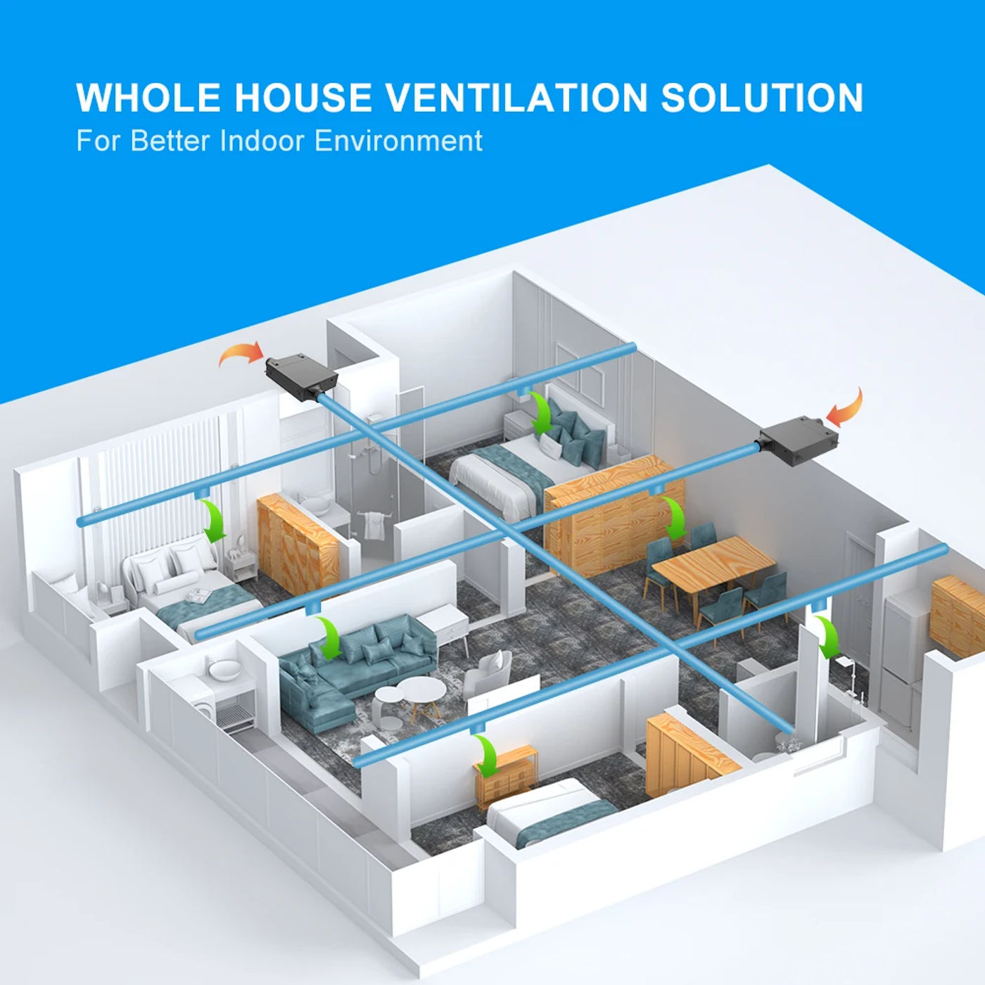 Description Picture 4 of itemKCvents Fresh Air Fan Efficient, Energy-saving, Low Noise, And Silent of Ultra Thin Purification Integrated Fresh Air System
