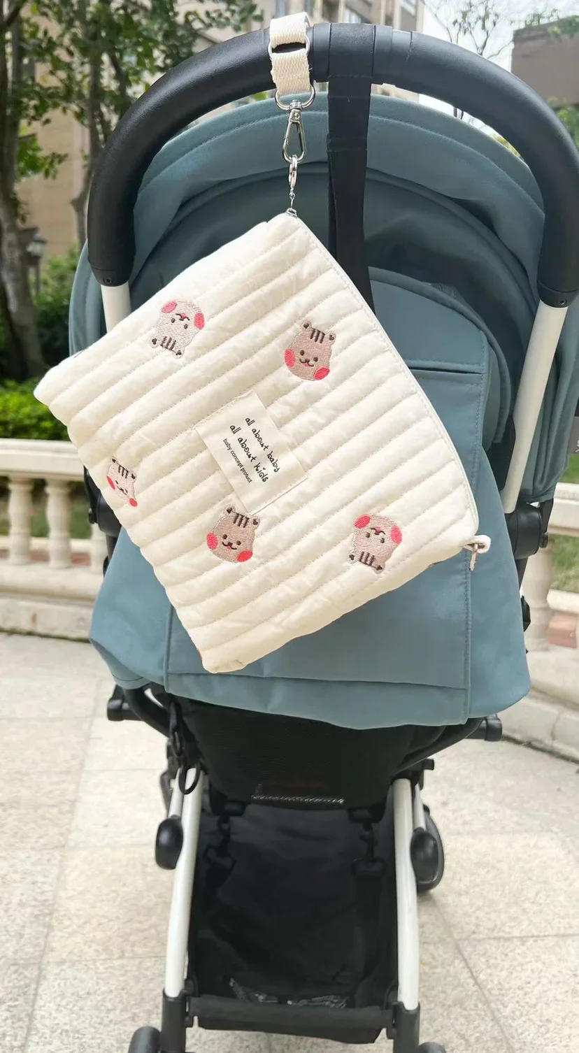 Description Picture 2 of itemPortable Stroller Nappy Bag Quilted Baby Diaper Caddy Organizer Embroidered Mommy Bags Babies Accessories Changing Bag Storage