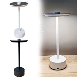 Solar Powered LED Cordless Table Lamp Stepless Dimmable Desktop Night Light 3 Gears Metal Table Lamp for Hotel Bar Bedroom Decor