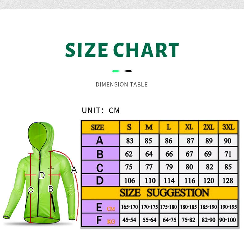 Description Picture 3 of itemX-TIGERT Cycling Raincoat Cycling Jackets Green Bicycle Waterproof Jersey Windcoat MTB Bike Clothing Jacket Rainproof Clothes