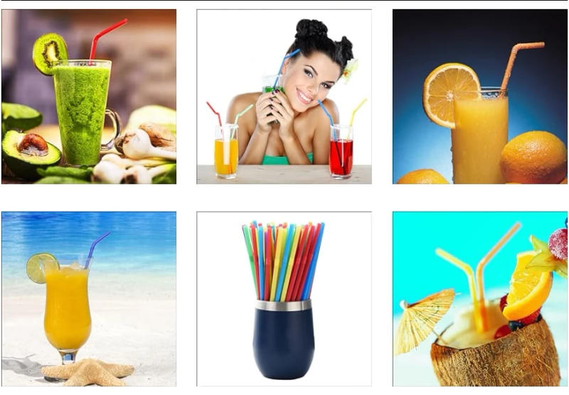 Description Picture 4 of item100-Pack Solid Colors Flexible Drinking Straws, Plastic Disposable Bendy Straws - 7.75" x 0.23"