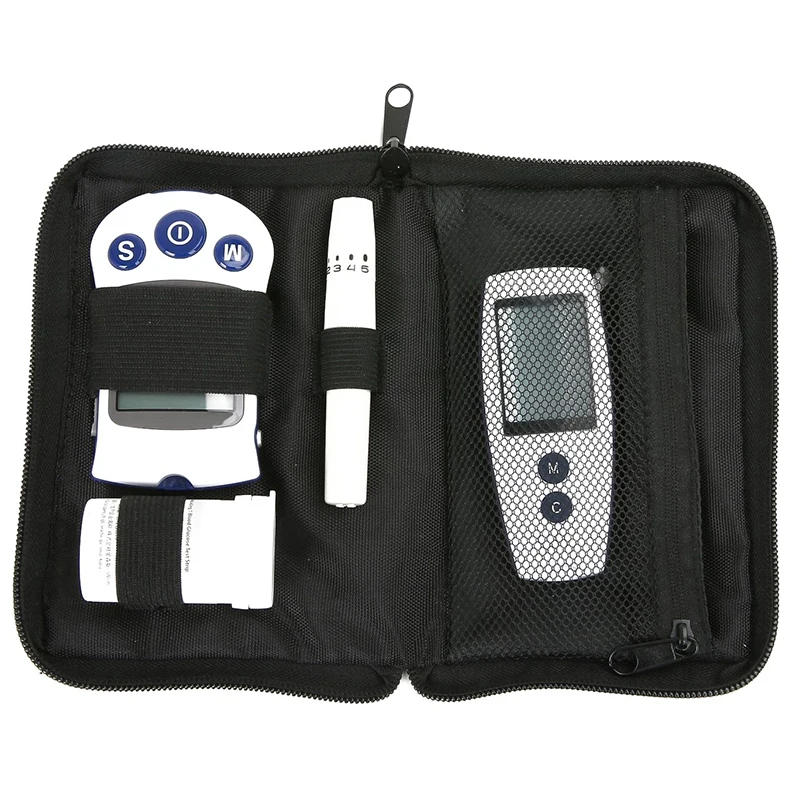 Description Picture 2 of itemPortable Blood Glucose Meter Storage Bag Blood Pressure And Oxygen Meter Carrier Organizer Black Zipper Storage Bag Household