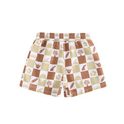 Boys Swim Trunks Elastic Waist Plaid Turtle Surfboard Print Summer Beach Swim Shorts Swimsuit