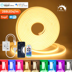 220V Dimmerable COB Neon Light Waterproof Purple Green White Red Ice Blue Pink Yellow Tuya WIFI Alexa Control Ribbon LED Strip