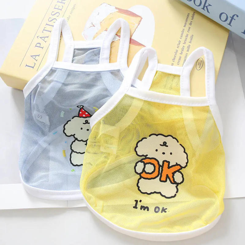 Description Picture 4 of itemOriginal Cat and Dog Spring/Summer Clothes Thin Cute Dog Small Mesh Tank Top Teddy Bear Bobei Small Dog Short