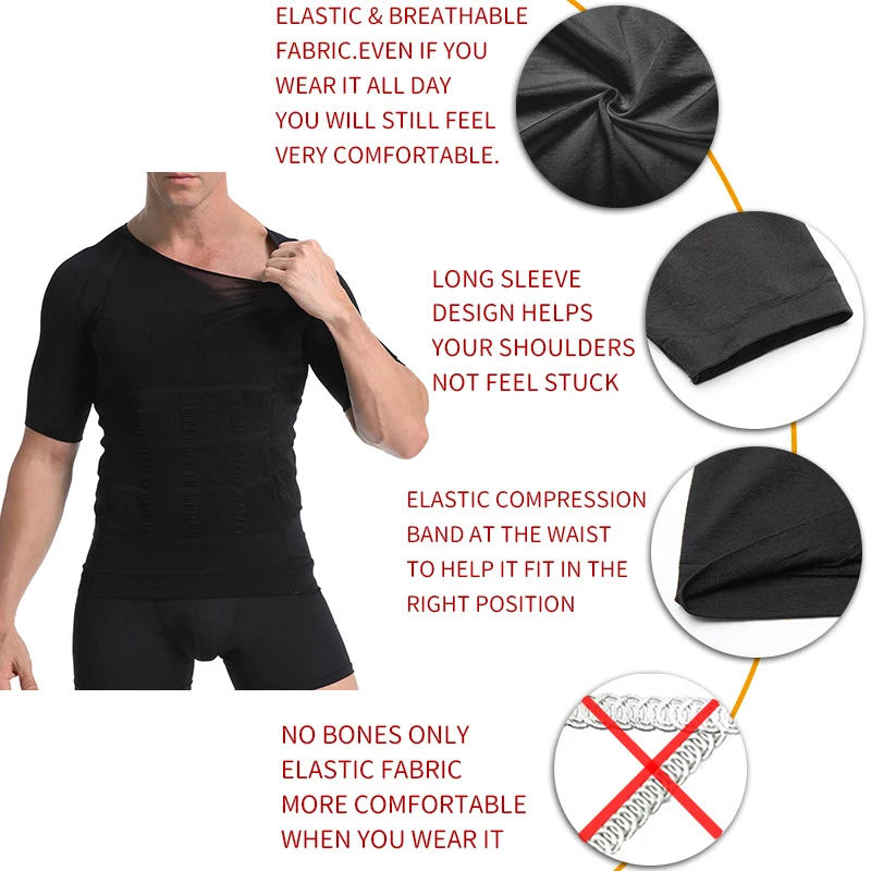 Description Picture 4 of itemMen's Slimming Shaper Posture Vest Male Tummy Abdomen Corrector Compression Body Modeling Fat Burner Chest Tummy Shirt Corset