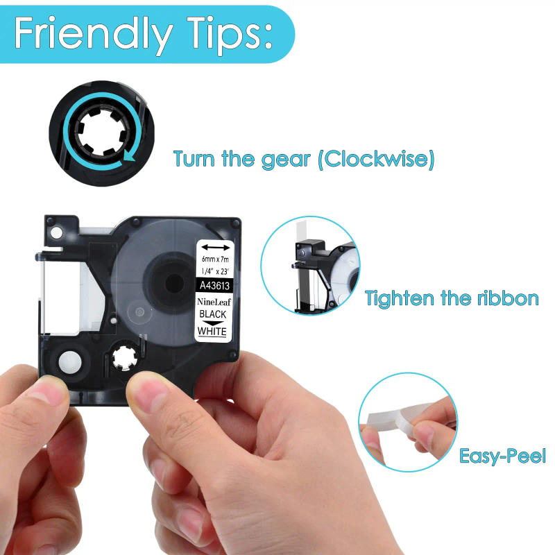 Description Picture 6 of item5PK 6mm D1 Standard Tape Labels Compatible for Dymo 43613 Black on White Laminated Labels for LabelWriter Duo 3M PL100 Printers