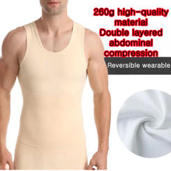 Men's Double Layered Abdominal Compression Top Compression Shirt for Body Shaper Slimming Vest Tight Tummy Underwear Tank