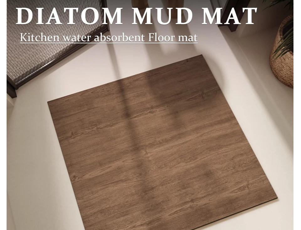 Description Picture 3 of itemBathroom Carpet Non-slip Water Absorption Rug Diatom Mud Imitation Wood Grain Pattern Square Mat Kitchen Home Decoration Mats