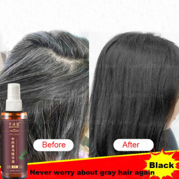 Herbal Hair Care Serum Hair Darkening Spray Anti White Hair Blacken Hair Reduce Gray Hair Scalp Nourish Glitter Hair Spray 100ml