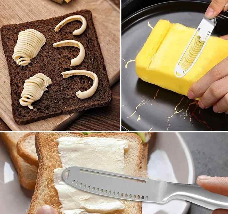 Description Picture 2 of item3 in 1 Butter Knife Stainless Steel Butter Knife Cheese Dessert Jam Spreaders Cream Scraper Bread Splitter Butter Spreader