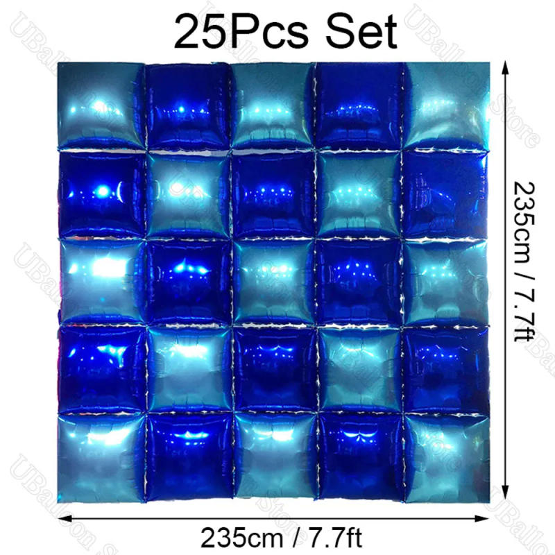 Description Picture 4 of item25/35Pcs Square Foil Balloons Wall Double Sided Metal Gold Hot Pink Square Balloon Backdrop for Birthday Baby Shower Wedding Dec