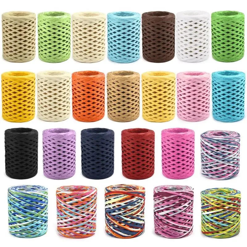 Description Picture 3 of item100M/Roll Natural Raffia Straw Yarn For Knitting Crocheting Paper Threads DIY Hand-Knitted Sunhat Bag Party Gift Wrapping Rope