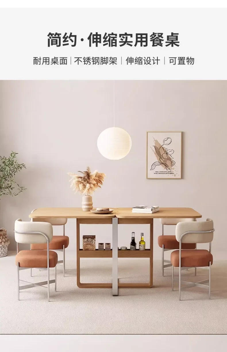 Description Picture 2 of itemNordic Modern Simple Home Wood Style Multi-functional Dining Table,Japanese Folding Dining Table and Chair Combination