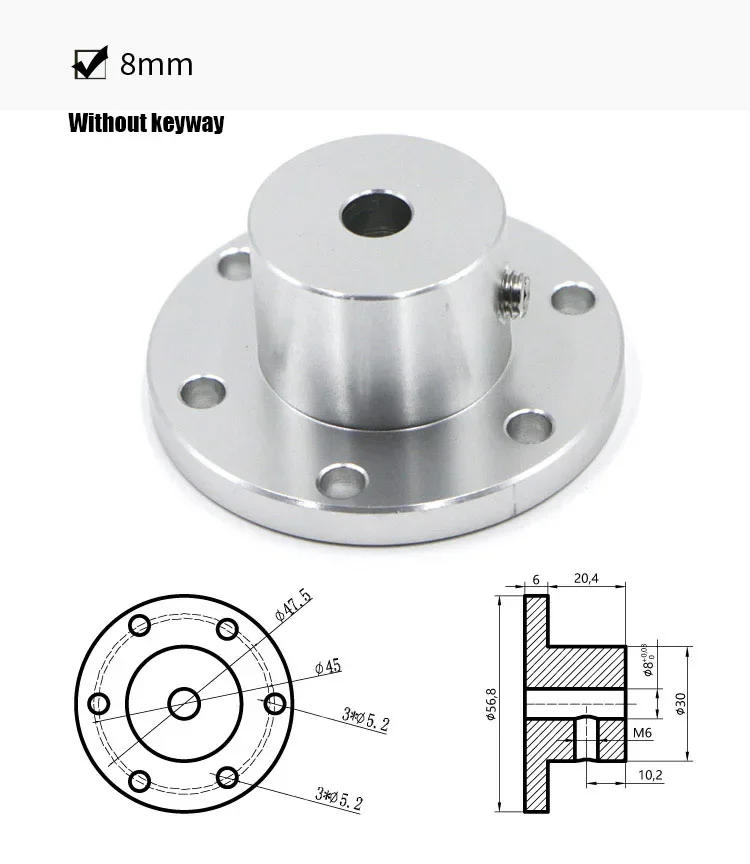 Description Picture 5 of itemFlange Coupling High-strength aluminum alloy Omni wheel diameter 5 6 8 10mm 12 14 15 16 18 mm keyway coupling