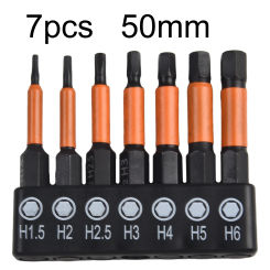 7pcs Hex Head Screwdriver Bit Magnetic 1/4inch Hexagon Shank Wrench Drill Bit Set H1.5-H6 Batch Head Impact Driver Drill Bits