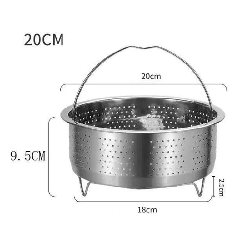 Description Picture 4 of itemSteamer Basket Steamer Pot Bar Dining For Pressure Cooker Steam Basket Silver Stainless Steel Home Silicone Handle