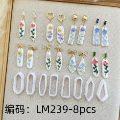 8pcs Soft Ceramic Earrings Mold Polymer Clay Clay Cutter Regular Geometric Pendant Square Shape Earrings DIY