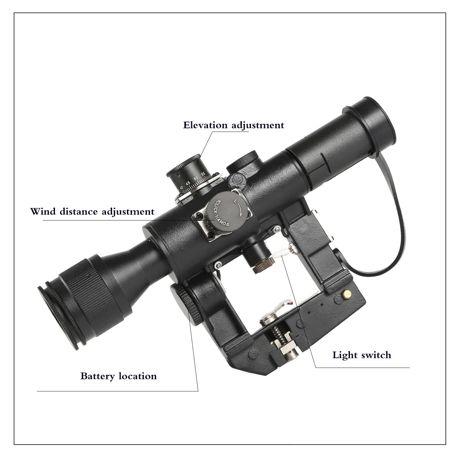 Description Picture 3 of itemSVD 4x26 PSO Tactical Riflescope Red Illuminated Scope For Hunting Rifle Scope Shotting  Red Dot Optics dragunov sniper Ak Scope