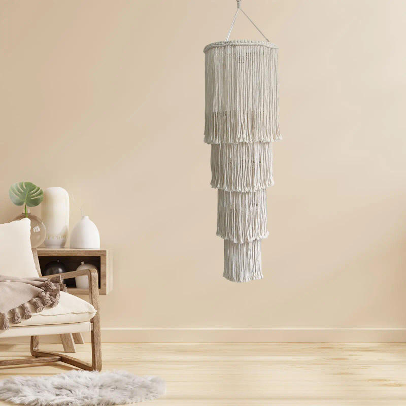 Description Picture 2 of itemBoho Hanging Pendant Light Cover Macrame Lamp Shade Handmade Ceiling Decor for Living Room Bedroom Nursery Dorm Home Bathroom