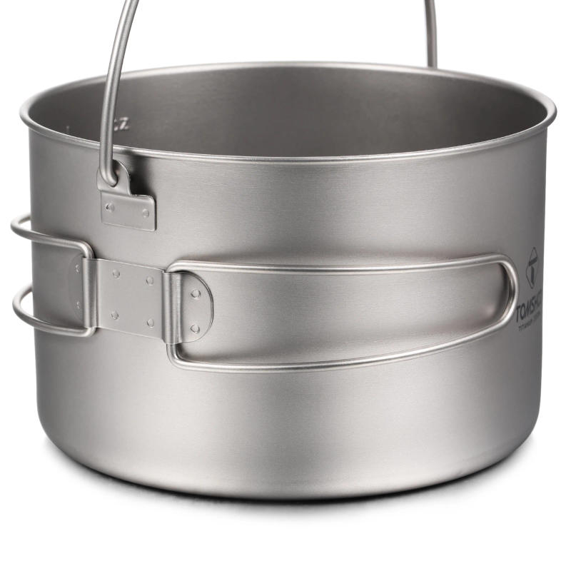 Description Picture 6 of itemTOMSHOO Camping Cookware Titanium Pot 0.75L/0.9L/1.1L/1.6L/2L/2.8L Ultralight Hanging Pot w Lid Foldable Handle Outdoor Cooking