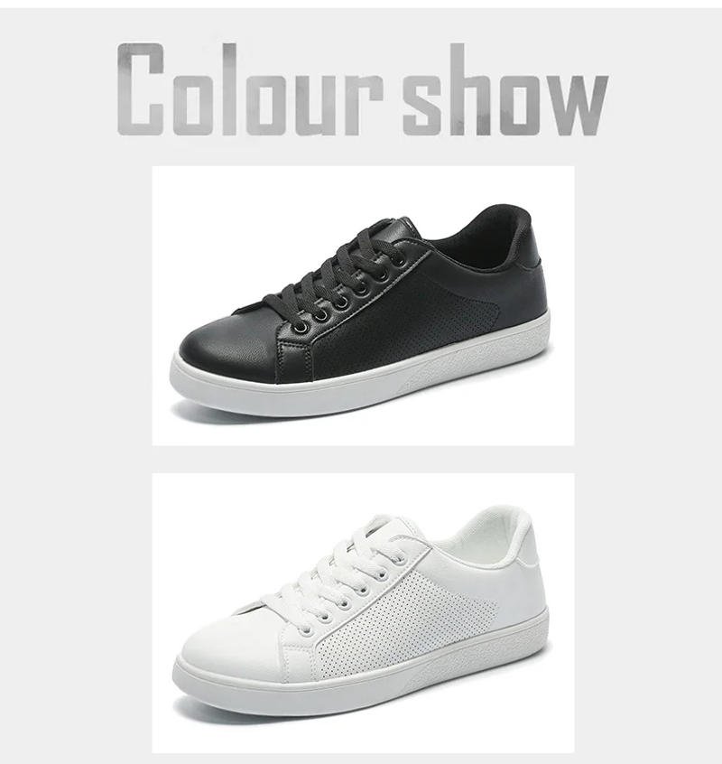 Description Picture 6 of itemNew Classic Men's White Sneakers Comfortable Summer Leather Sneakers Men Flat Skateboard Shoes Casual Sports Zapatillas De Skate