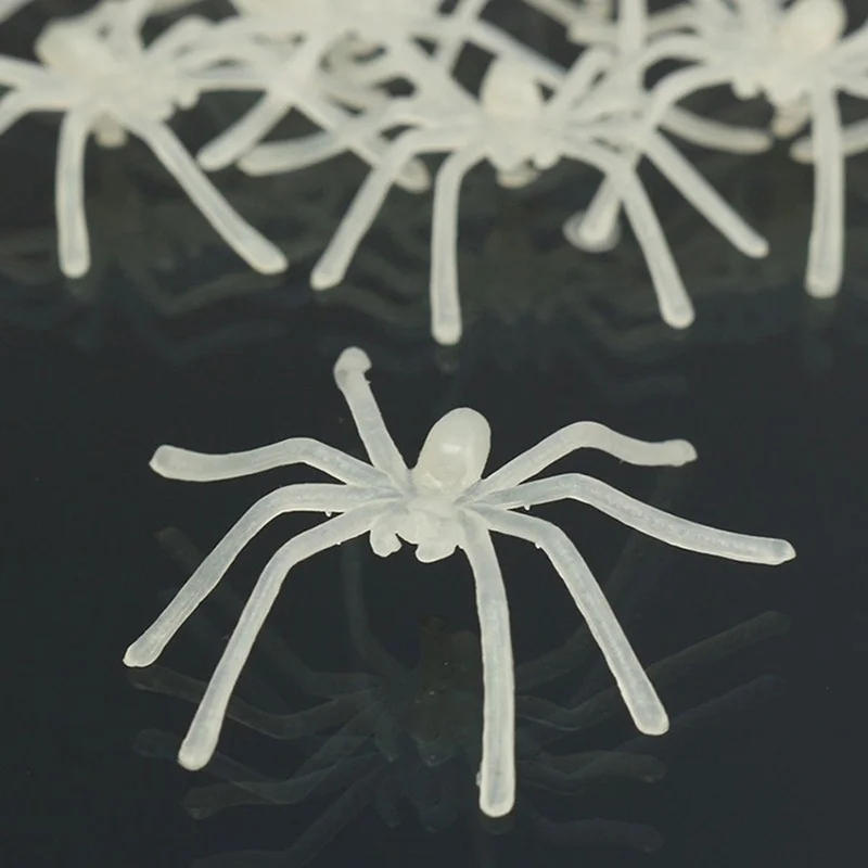 Description Picture 4 of itemNew 10Pcs Party DIY Home Decoration Halloween Luminous Rubber Fakes Spider Plastic Figure Prank Toy Funny Festive Supplies