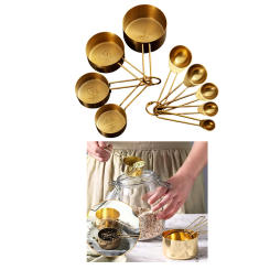 Kitchen Measuring Spoons Stainless Steel Stackable Cups Engraved Marking Ruler Cups for Measuring Dry and Liquid Ingredients