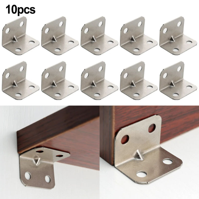 Description Picture 3 of item10/20pcs Furniture Nickel Iron L Angle Bracket Hardware Right Angle Coat Cabinet Cabinet Right Angle Corner Code Connector