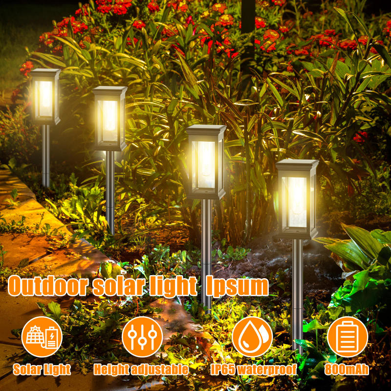 Description Picture 2 of item4Pcs Solar Pathway Lights IP65 Waterproof Lawn Solar Light Height Adjustable Solar LED Outdoor Light Decorative Solar Landscape