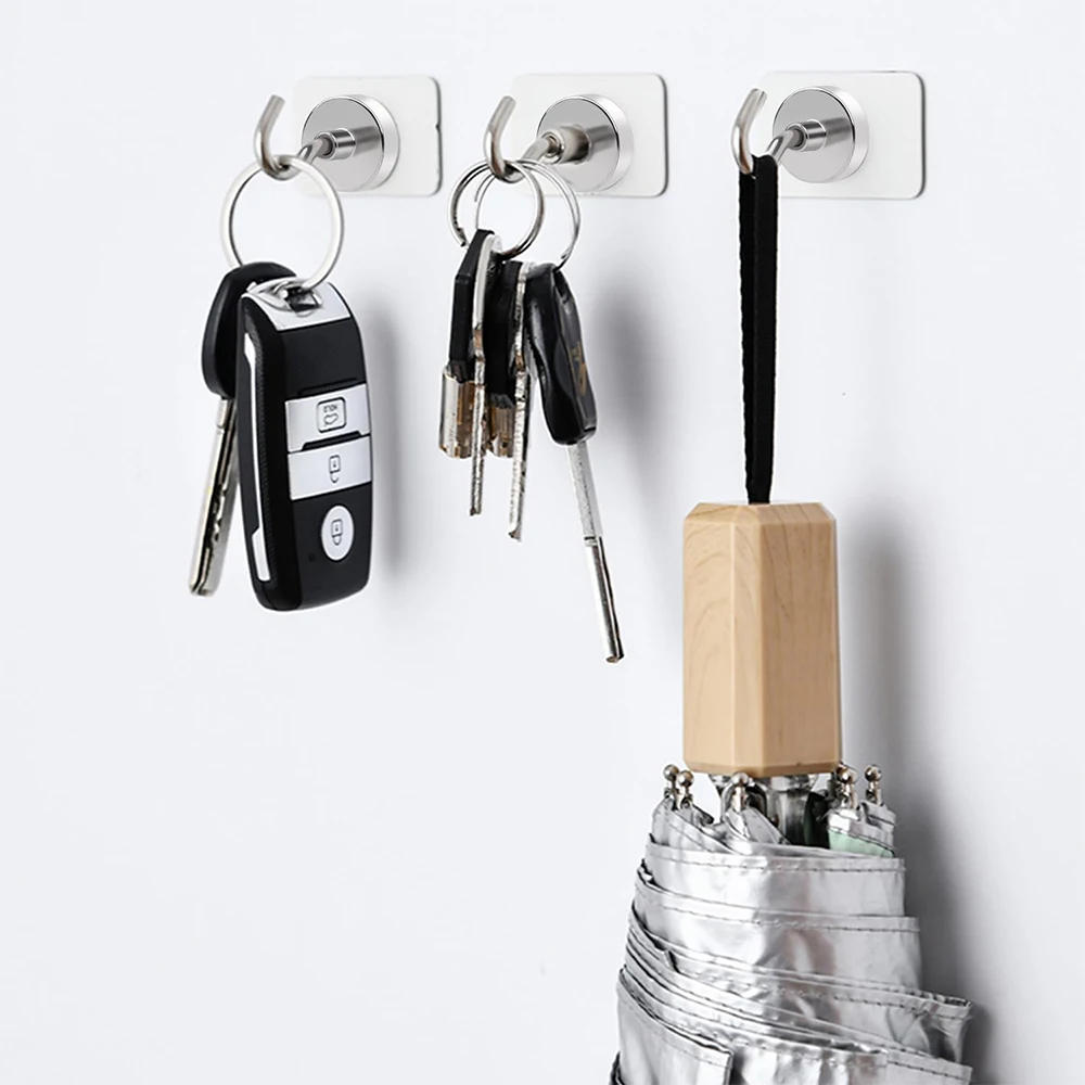 Description Picture 6 of itemKey Holder Home Decoration 5pcs/10pcs Super Strong Neodymium Magnetic Hook Ring Metal Magnet with Curved Hook Hanger for Fridge