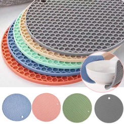 Round Honeycomb Shaped Mats Non-slip Table Mat Heat Resistant Silicone Trivet Mat for Kitchen Accessories