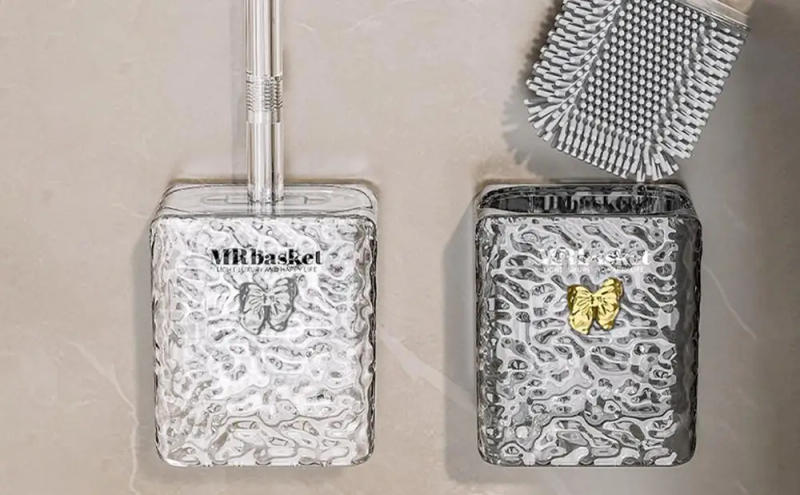 Description Picture 6 of itemToilet Brush and Holder Wall Mounted Toilet Scrubber with Long Handle Drainage Hole Design Bathroom Decor Home Accessories