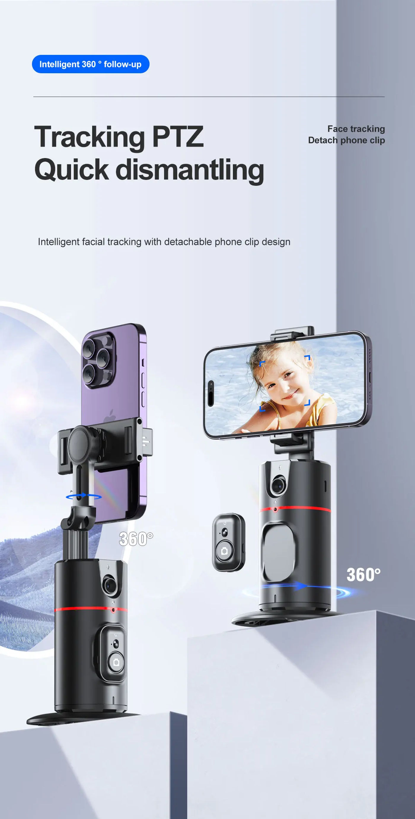 Description Picture 2 of itemSelfie Stick with Stabilizer Auto Face Tracking Wireless Selfie Stick Tripod Handheld Gimbal Stabilizer with Fill Light for Live