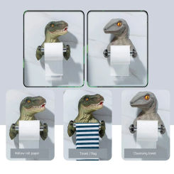 Wall Mounted Toilet Paper Holder Rack Spring Dinosaur Toilet Paper Holder Bathroom Tissue Holder for Travel Trailers Restaurant