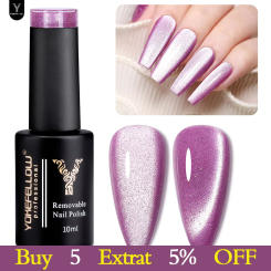 YOKEFELLOW 10ml 9D Cat Magnetic Gel Polish Semi Permanent Soak Off  Rainbow Glitter Nail Gel Polish UV Gel Varnish For Manicure