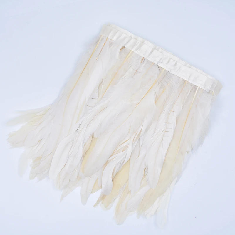 Description Picture 4 of item2Meters Rooster Tail Feather Trim Ribbon on Tape Fringe for Clothes White Black Pheasant Feathers for Crafts Carnival Decoration