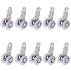 Pack Of 10 45X19 Mm Metal Bearing Pulley Blocks With 2 Plastic Wheels For Cabinet Sliding Doors