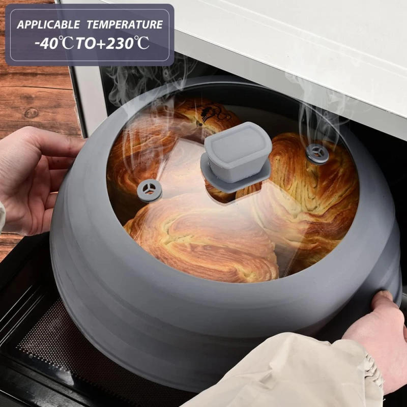 Description Picture 3 of itemMicrowave Splatter Cover Glass Microwave Cover for Food 10.5inch Foldable Microwave Plate Cover Silicone Splash Guard Food Cover