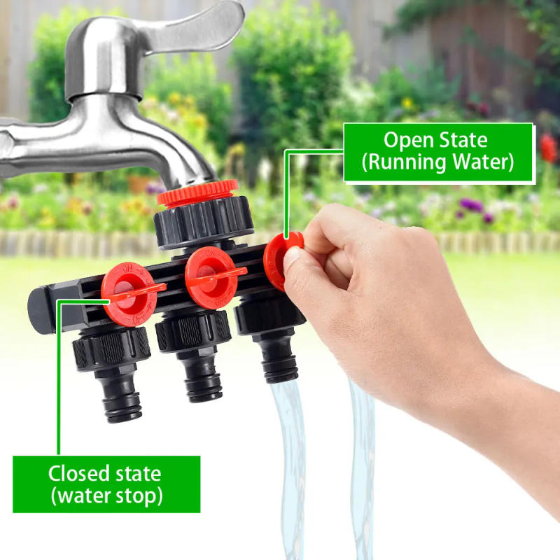 Description Picture 4 of itemGarden Hose Pipe Splitter 4-Way Faucet Diverter Tap Hose Connector Splitter Four Independent Switches For Home Lawn Irrigation