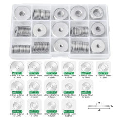 230PCS 304 Stainless Steel Large Fender Washers Assortment Kit 15 Sizes M3 M4 M5 M6 M8 M10 M12 Enlarged Flat Washer