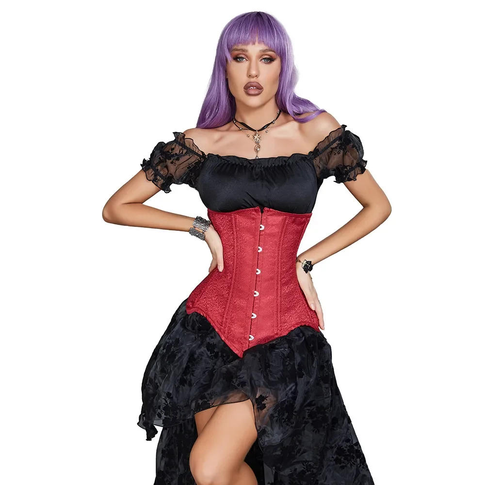 Description Picture 6 of itemLong Torso Red Underbust Corset Steampunk Corselet Top Hourglass Curve Shaper Slimming Waist Trainer