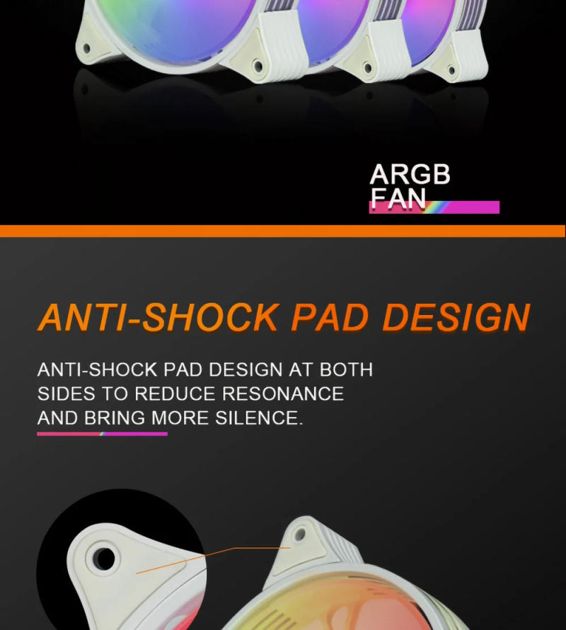 Description Picture 5 of itemAigo AR12 White 120mm PC Computer Case Fan Cooling Cooler 6PIN Adjustable RGB Led 12cm Mute Ventilador Adjust Speed 5V ARGB Fans