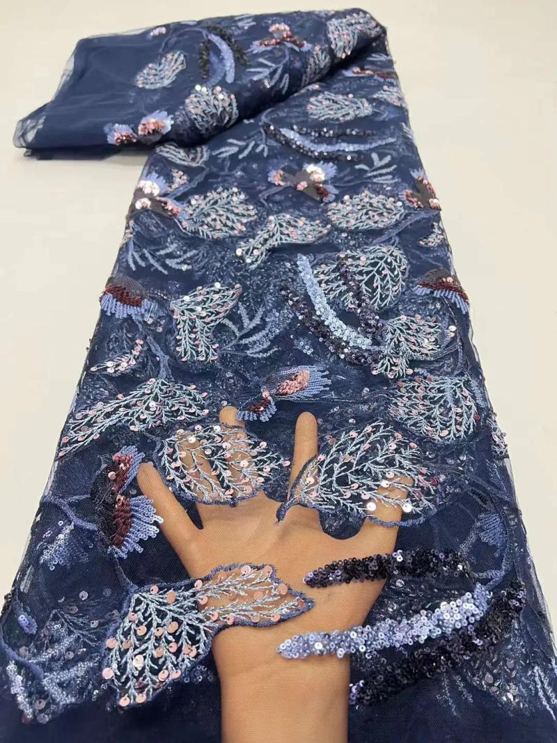 Description Picture 6 of itemLace Fabric Luxury Quality Wedding Party Dress Women 2023 Nigeria Embroidery Tulle Mesh Sewing High Red French Sequin Net