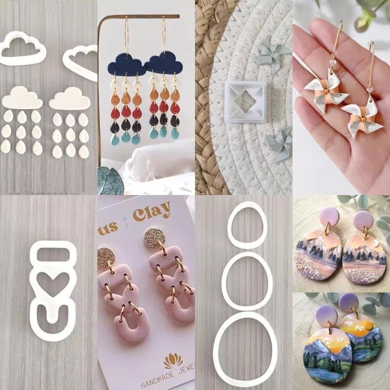 Description Picture 2 of itemRain Drop / Windmill / Oval Shape Polymer Clay Cutter LOVE Earring Clay Mold Jewelry Pendant Cutting Die DIY Embossing Tools