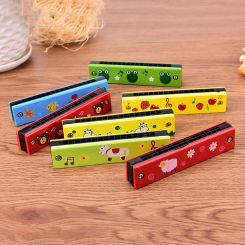 1PC Cute Cartoon Harmonica 16 Holes Tremolo Harmonica Children Musical Instrument Educational Toy Gift for Kids Random