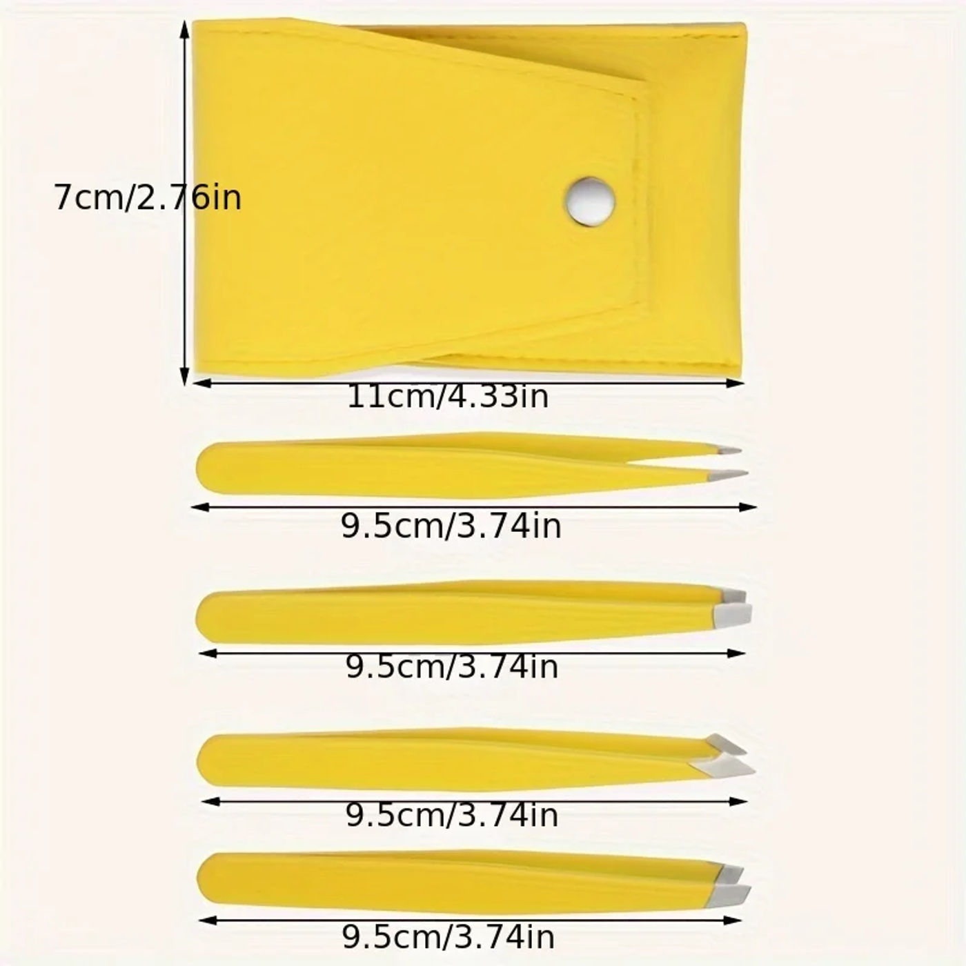 Description Picture 4 of item4Pcs Eyebrow Hair Removal Tweezers Set Brows Lashes Brows With Leather Case Beauty Makeup Fashion Tools Beauty Tools